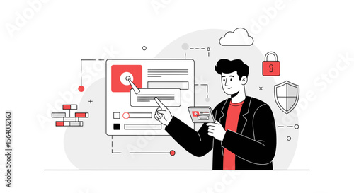 Innovative Interface Designer Managing Online Digital Platform Presentation Concept