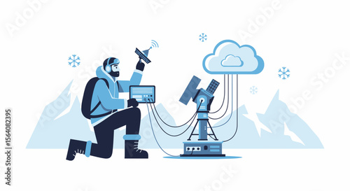 Man Coordinates Satellite Network in Cold Climate for Weather Research