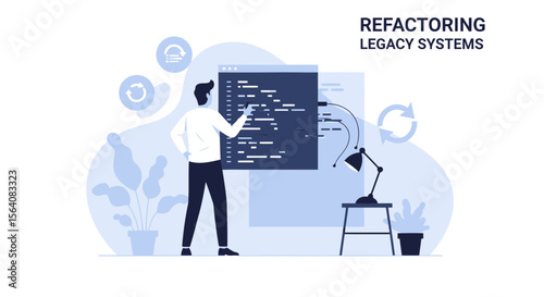 Modernizing Code Refactoring Old System Illustration For Developers Concept