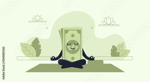 Money Meditating In Lotus Position Calm And Zen Financial Balance Concept