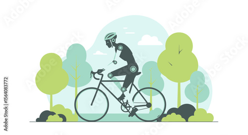 Person Riding A Bicycle In The Park, Outdoor Recreational Cycling Activity