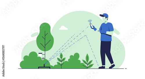 Person Using Smart Technology To Control Sprinkler In A Yard