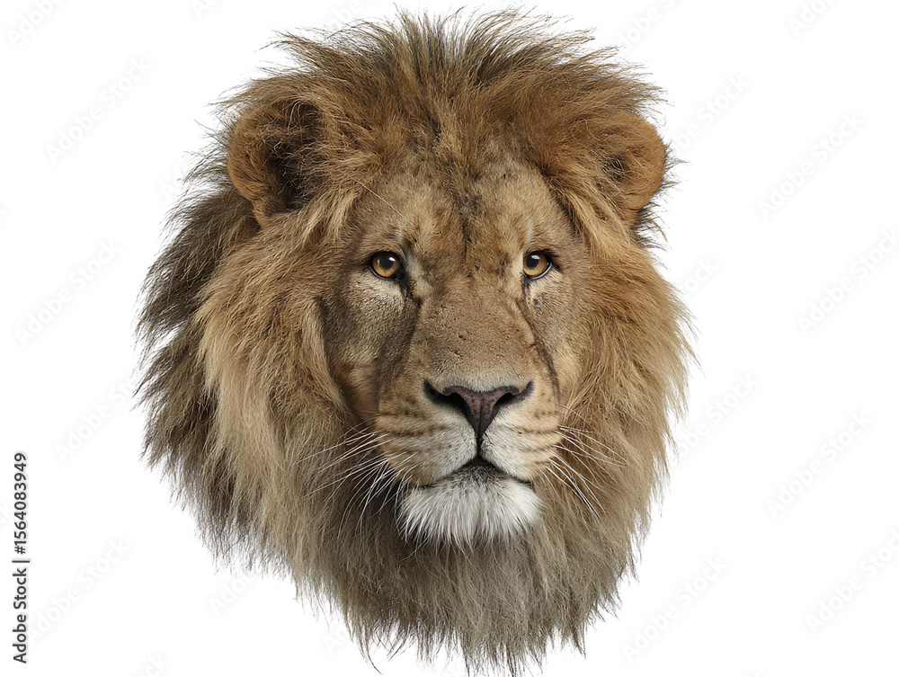 Obraz premium A realistic lion head photograph on a transparent background