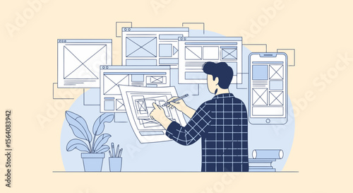 Professional Designer Creates Website And Mobile App Interface Design Template
