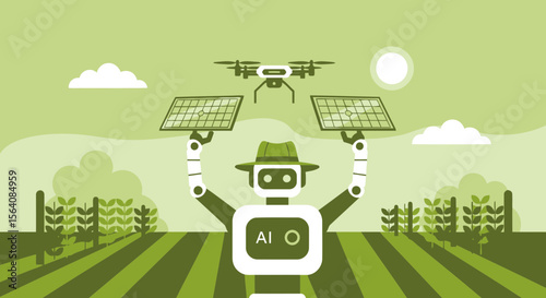Robotic Agriculture: Futuristic Farming With Ai And Solar Panels On The Farm