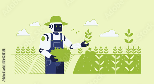 Robotic Automation Advances Agriculture For Future Food Production Concept