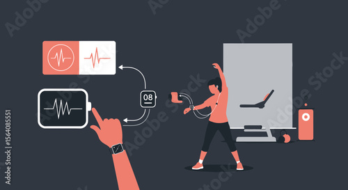 Smartwatch Health Monitoring Fitness And Data Syncing Home Workout Lifestyle
