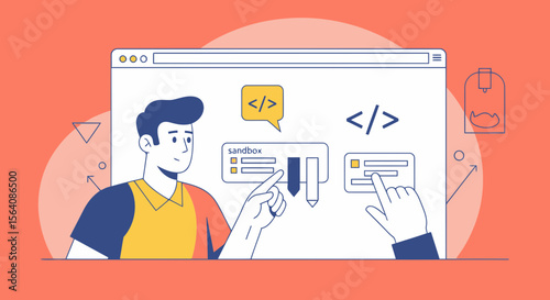 Web Development And Coding Illustration For Software Engineers Teamwork Design