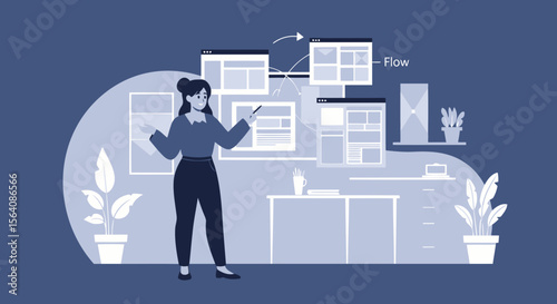 Woman Explaining Website Workflow Depicts Process In An Office Environment