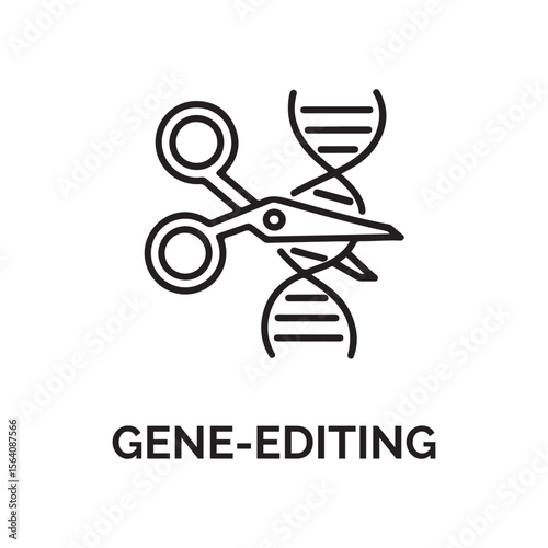 Gene Editing Icon Black Scissors D N A Strand black and white
