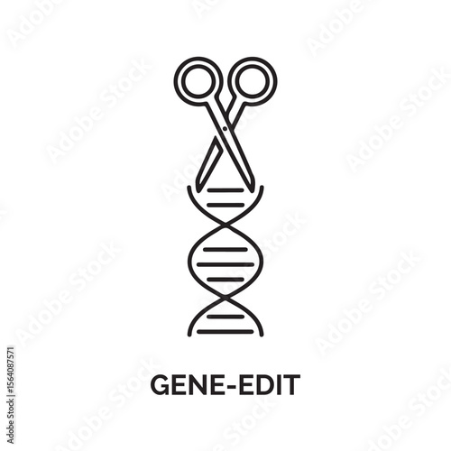 Gene Editing Icon Black Scissors D N A Helix genetic engineering