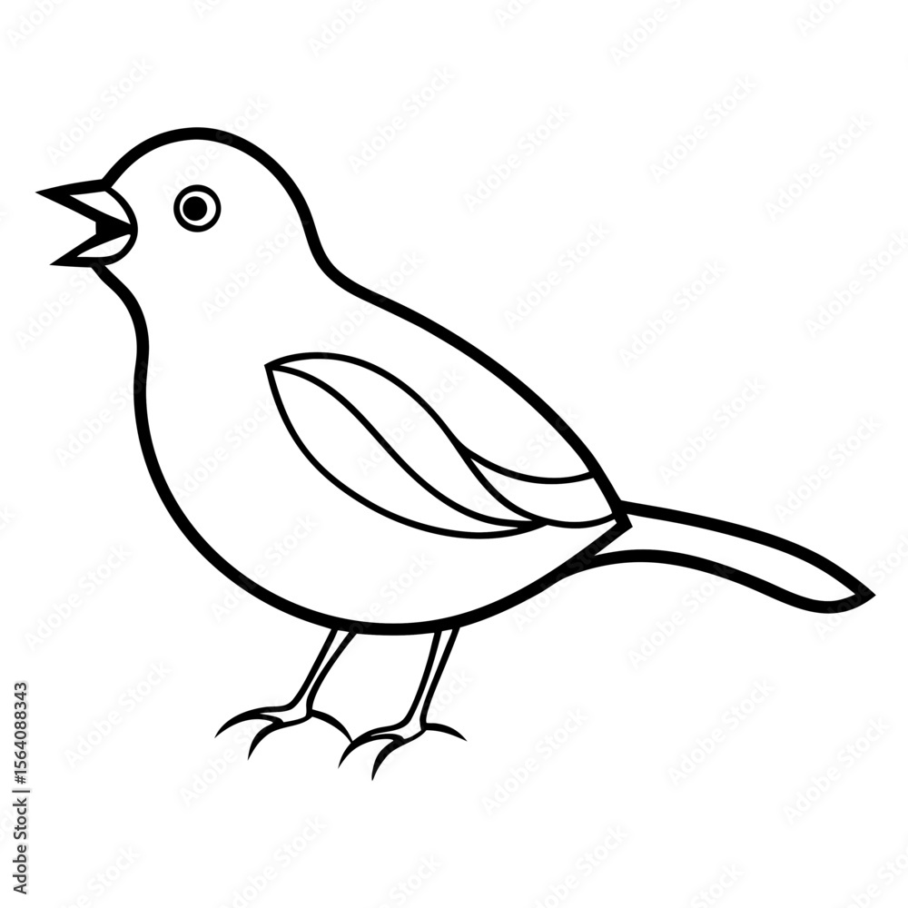 Fototapeta premium Chirping Bird Icon Seasonal Vector Illustration for Springtime Designs