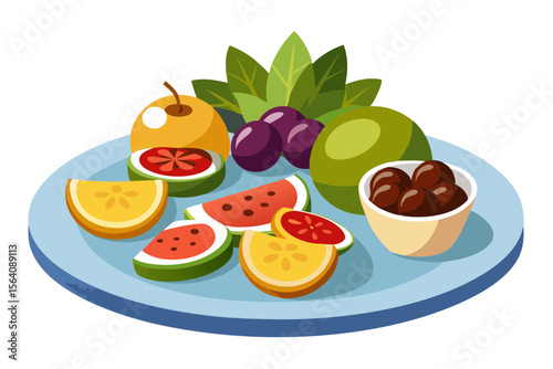 Mediterranean Platter Vector with Olives Figs and Sun Dried Tomatoes