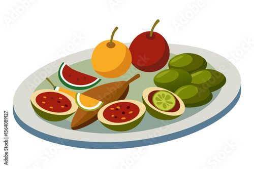 Healthy Mediterranean Food Plate Vector with Olives and Figs