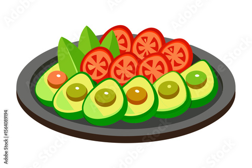 Colorful Salad Platter with Sliced Veggies Vector Design