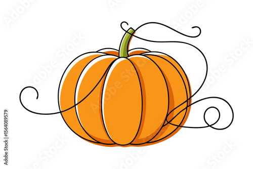 Minimalist Pumpkin Line Art for Halloween Vector Design