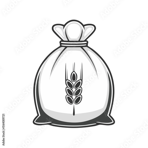 Stylized Sack of Grain Icon Representing Harvest and Agricultural Bounty on a Black Background