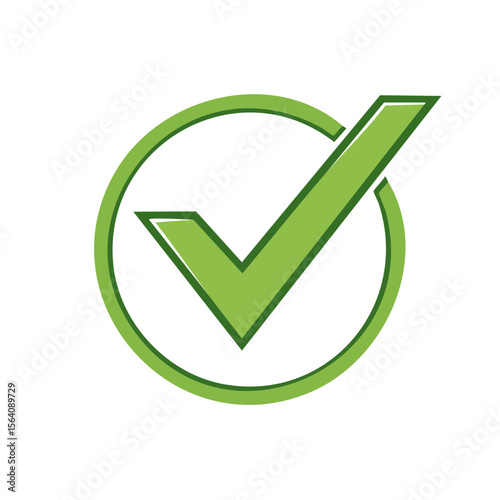 Green Check Mark Inside Circle Symbol Against Black Backdrop for Verification and Approval