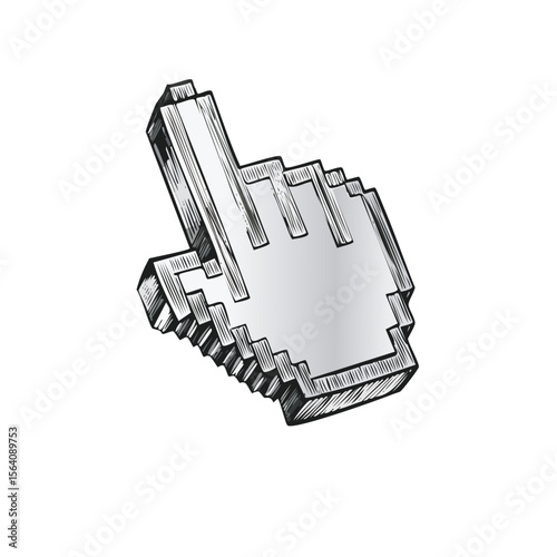 8 Bit Style Hand Cursor Design Click Symbol Pointer Illustration Digital Art