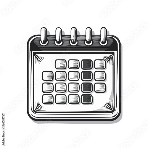 Calendar vector illustration design with appointment schedule and day marked concept in black and white hand drawn style
