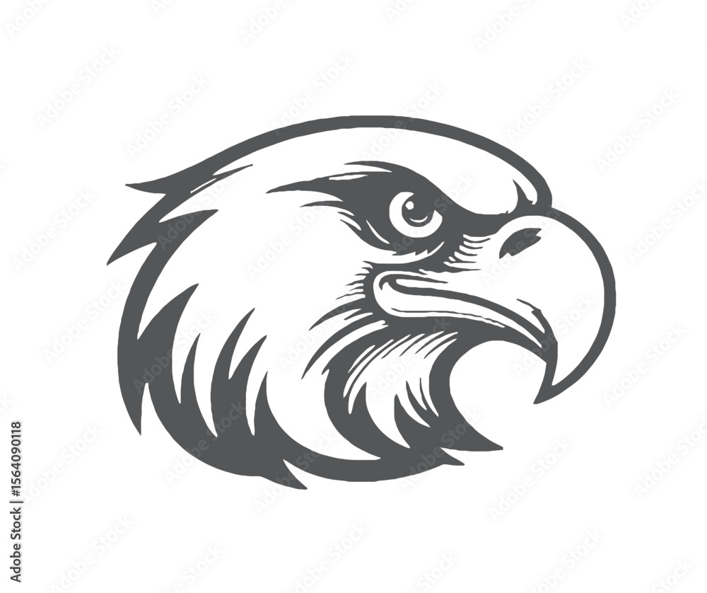 Fototapeta premium Monochrome Eagle Head Profile with Sharp Details and Intricate Feather Design