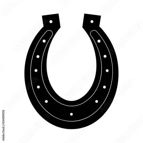 Simple horseshoe black and white graphic design silhouette vector illustration