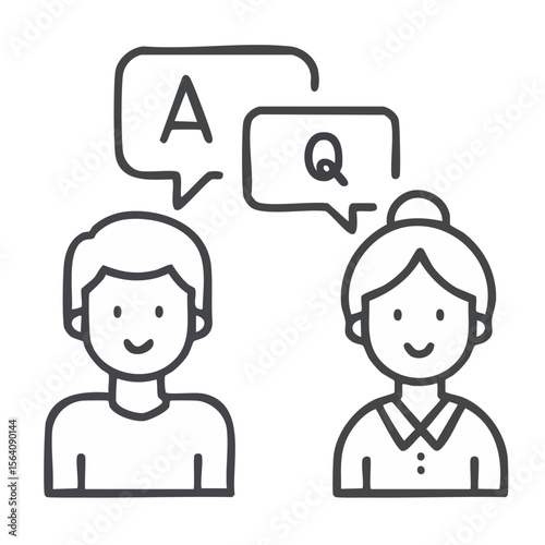 Question and Answer Conversation between People Icons for Communication Learning and Knowledge Sharing