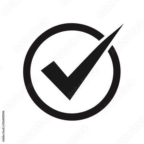 Check mark inside a circle affirmation and validation symbol black simple flat design indicating approval choice yes or positive response