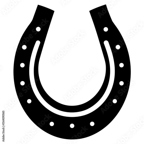 Simple black horseshoe with holes design silhouette vector illustration