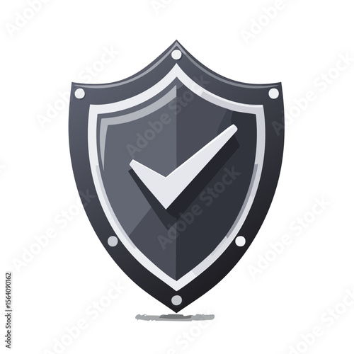 Shield with Check Mark Symbol, Symbol of Protection, Approval and Success, Security Icon