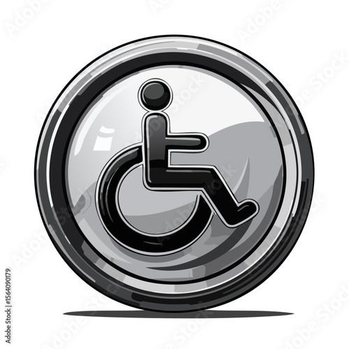 Wheelchair Accessibility Round Sign Glossy Design for Disabled Access Information Inclusion