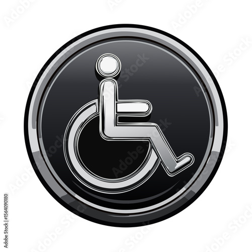 Handicap Access Sign Symbol on Dark Background Round Badge Design Safety Icon Accessibility