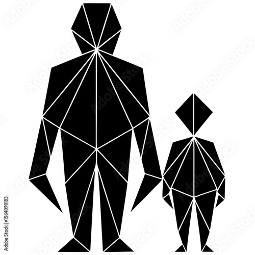 Geometric father and child abstract figures silhouette vector illustration