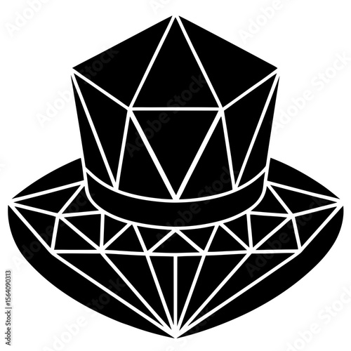 Geometric top hat with brim silhouette vector illustration