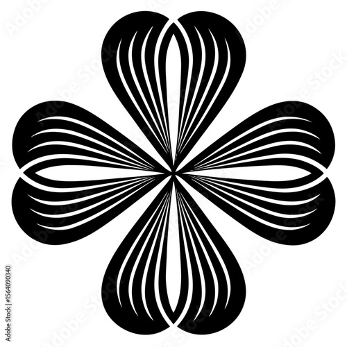 Abstract four leaf clover floral design silhouette vector illustration