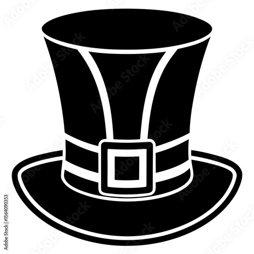 Leprechaun top hat with buckle detail silhouette vector illustration