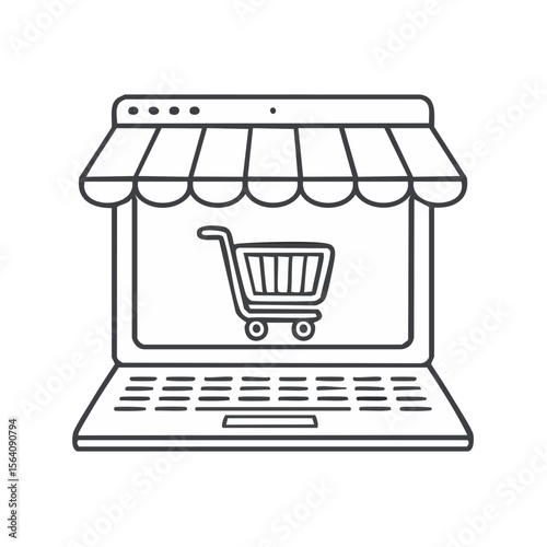Online Store Concept With a Shopping Cart on a Laptop Screen