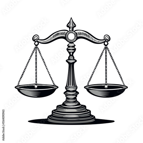 Illustration of Scales of Justice Symbolizing Legal Balance Fairness and Equality on Black Backdrop