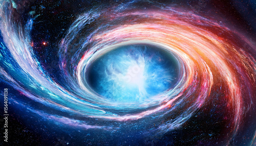 surreal cosmic journey through a vibrant wormhole in an expansive galaxy generative ai