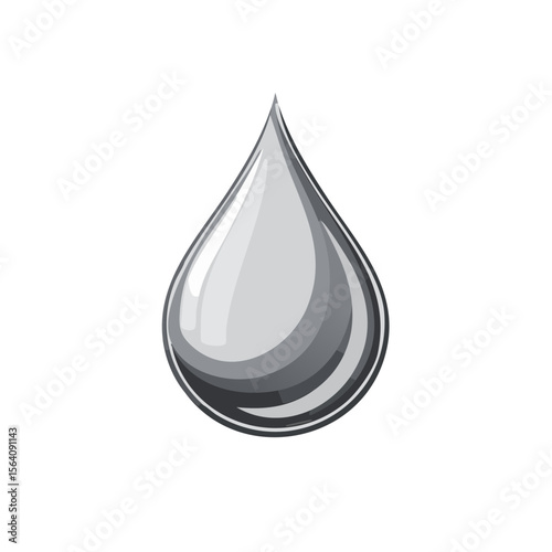 Shiny Silver Liquid Droplet Graphic on Black Background Creates a Modern and Clean Watery Design Element Perfect for Technology and Design