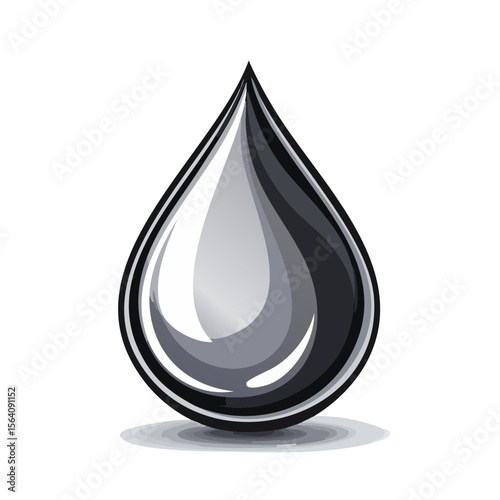 Shiny Black Oil Drop on Black Background Graphic Illustration for Industrial Energy or Automotive Themes Creative Element
