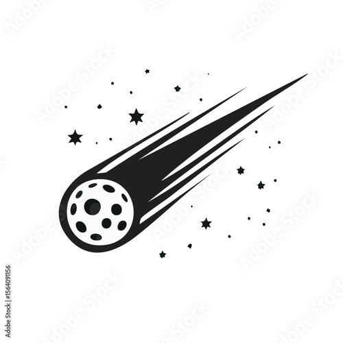 Comet Flying Through Starry Space Graphic Illustration Astronomical Event Sci-Fi
