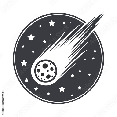 Stylized Comet Illustration Amidst Starry Night Background Space Exploration Imagery