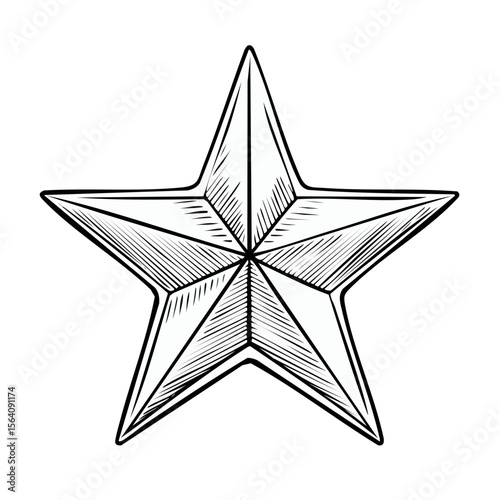 White Engraved Star Icon Shining Brightly on Black Background Symbolizes Achievement