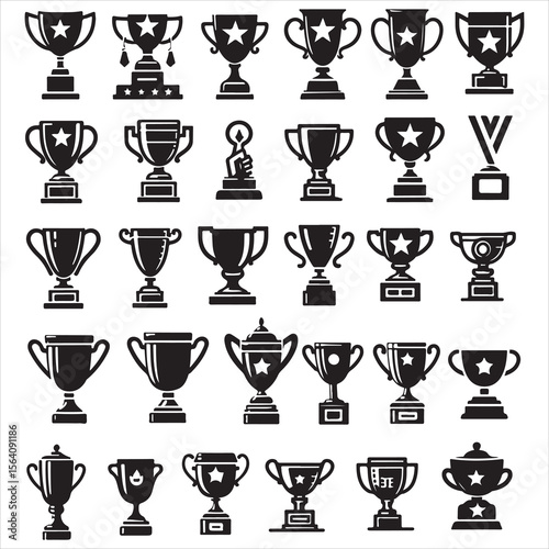 Classic Star Trophy, Modern Star Cup, Curved Handle Trophy, Twin Handle Star Cup, Standard Winner’s Trophy, Bold Star Trophy, Victory Star Trophy, Winner Trophy And Vector Icons Of All Kinds Of Trophy