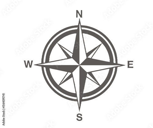 Simple Compass Rose Illustration with North South East and West Indicators