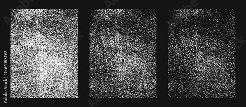 Grunge Overlay Texture Vector Set with Distressed Rough Surface Damaged, Concrete Paint Effect for Poster and T Shirt Design, Spray Ink Splatter Illustration