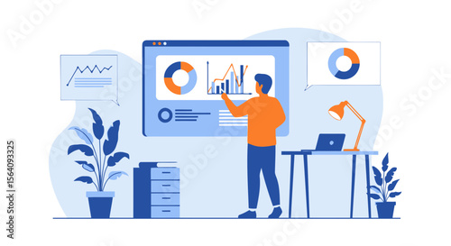 Business Presentation With Statistical Analysis And Data Visualization Dashboard Concept