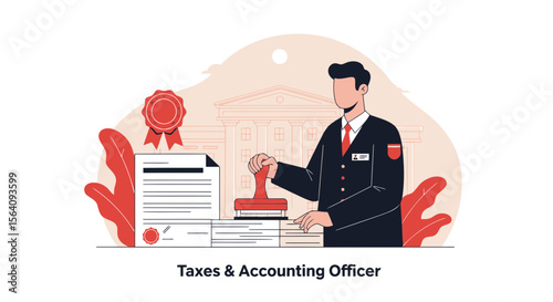 Competent Tax Officer Approving Documents With A Stamp For Regulatory Compliance