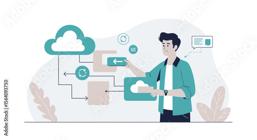 Connected Devices And Cloud Computing Network With Data Transfer Concept